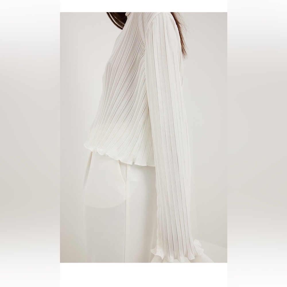 Zara long sleeve pleated wide sleeve blouse